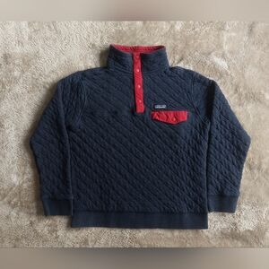 Patagonia Men's Blue Red Organic Cotton Quilt Snap-T Pullover | M
